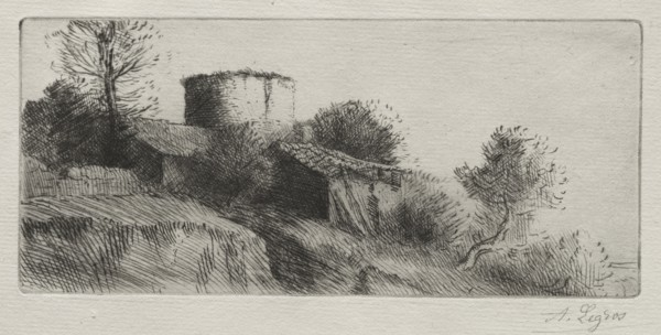 Pigeon Tower. Alphonse Legros (French, 1837-1911). Etching