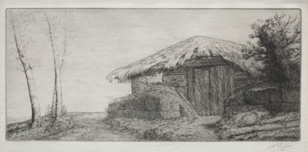 Sheepfold on the Hill (Bergerie sur le Coteau). Alphonse Legros (French, 1837-1911). Etching