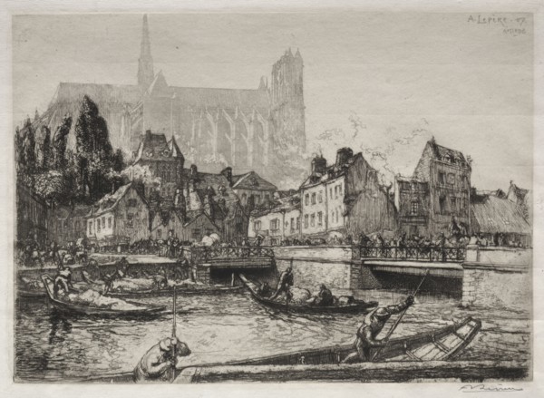 Arrivées des Légumes-Amiens, 1907. Auguste Louis Lepère (French, 1849-1918). Etching