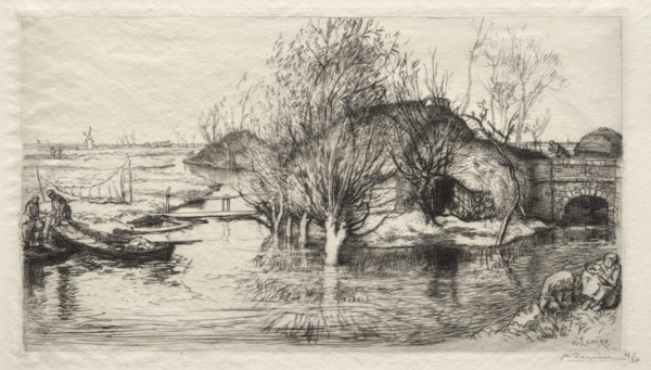 La Masure Inondée, 1915. Auguste Louis Lepère (French, 1849-1918). Etching