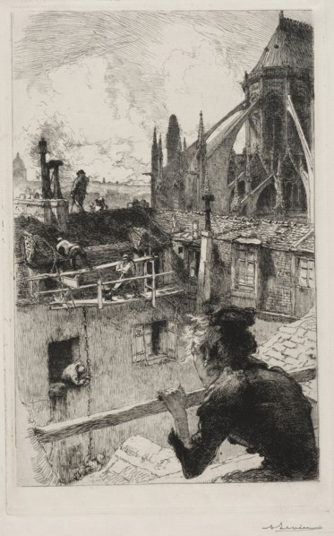 Sur les Toits pres Notre Dame, 1893. Auguste Louis Lepère (French, 1849-1918). Etching