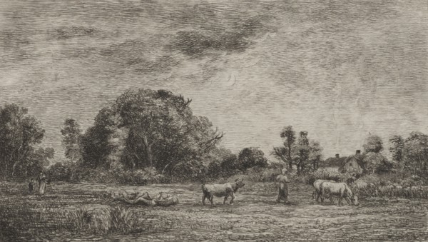 Published in the "Gazette des Beaux-Arts" in 1861.: Moonrise, 1861. Charles François Daubigny