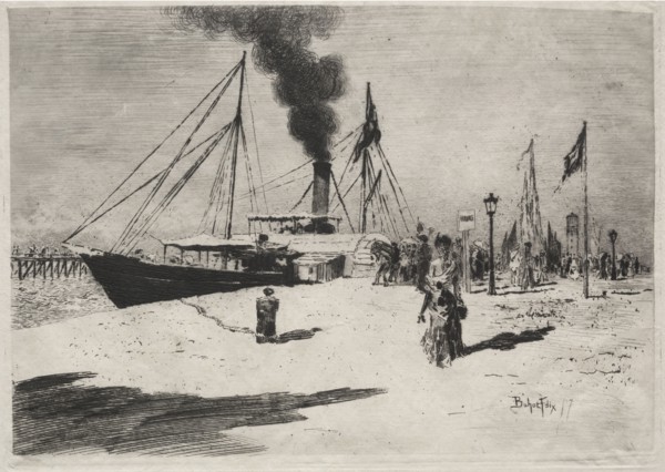 The Wharf at Trouville, 1877. Félix Hilaire Buhot (French, 1847-1898). Etching and drypoint; sheet:
