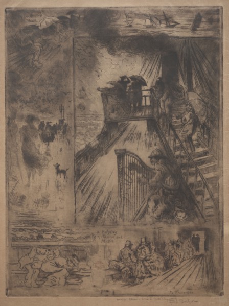 The Crossing, c. 1880. Félix Hilaire Buhot (French, 1847-1898). Etching, aquatint, drypoint, and