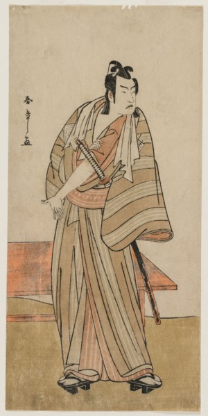 Ichikawa Yaozo II as a Otokodate Standing by a Bench, c. 1780. Katsukawa Shunsho (Japanese,