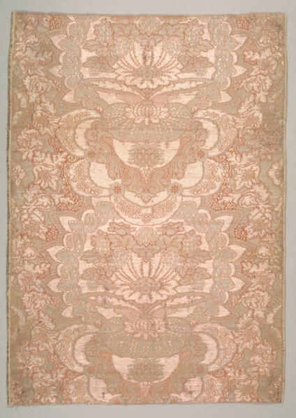 Textile Fragment, early 1700s. France, early 18th century, late Baroque. Plain compound satin;