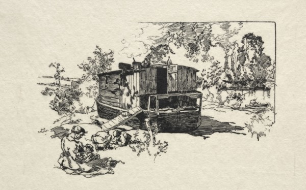 Bateau logement. Auguste Louis Lepère (French, 1849-1918). Wood engraving