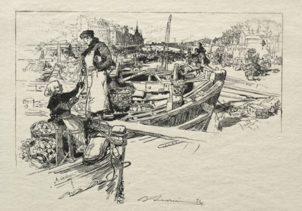 Le Marché aux Pommes, No. 1. Auguste Louis Lepère (French, 1849-1918). Wood engraving