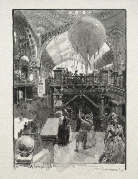 Le Palais des Arts Liberaux, Intèrieur. Auguste Louis Lepère (French, 1849-1918). Wood engraving