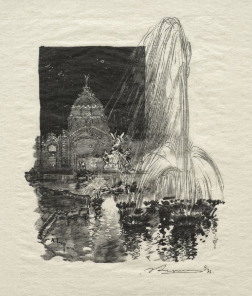 Fontaines Lumineuses. Auguste Louis Lepère (French, 1849-1918). Wood engraving