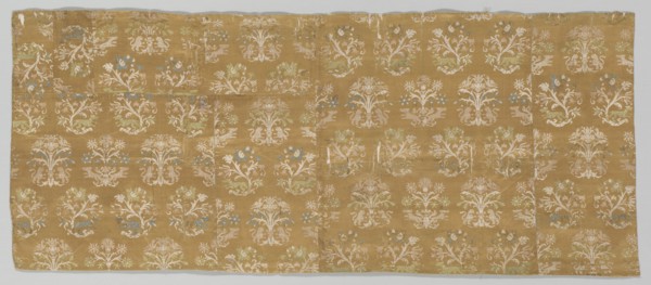 Textile Panel, 1600s. Italy, 17th century. Plain compound satin; silk and metal thread; overall: 64