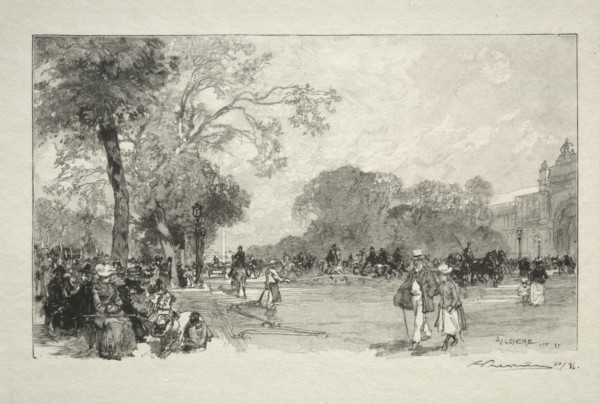 L'Avenue des Champs Elysées. Auguste Louis Lepère (French, 1849-1918). Wood engraving