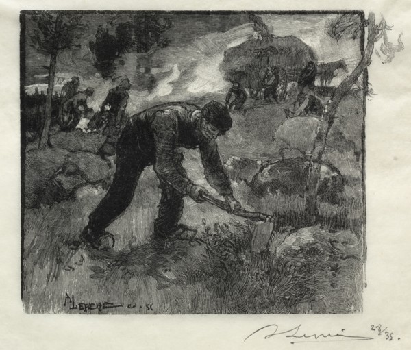 Arracheurs de bruyères, 1887. Auguste Louis Lepère (French, 1849-1918). Wood engraving