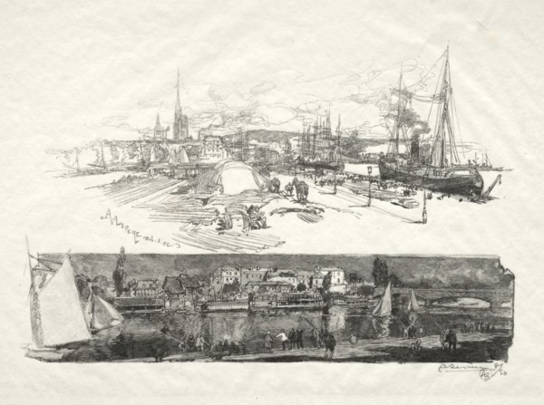 Rouen Illustré:  Les Nouveaux Quais-L'Ile La Croix, 1896. Auguste Louis Lepère (French, 1849-1918).