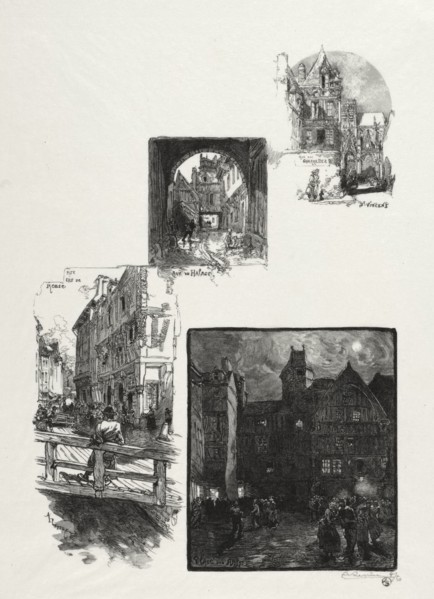 Rouen Illustré:  Rue des Charretes; Rue de Halage; Rue Eau de Robec; Place des Arts, 1896. Auguste