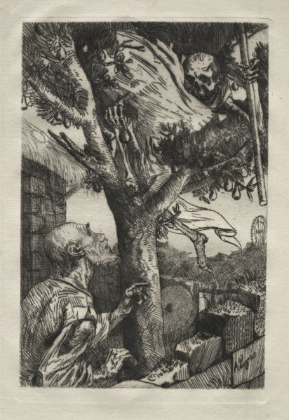 La mort dans le piorier. Alphonse Legros (French, 1837-1911). Etching