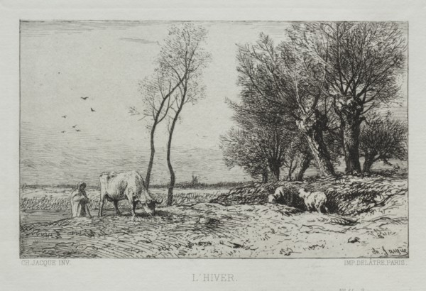 Winter. Charles-Émile Jacque (French, 1813-1894). Etching