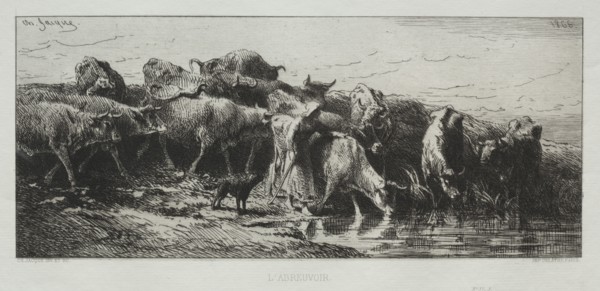L'Abreuvoir, 1866. Charles-Émile Jacque (French, 1813-1894). Etching