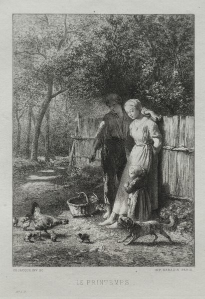 Springtime. Charles-Émile Jacque (French, 1813-1894). Etching