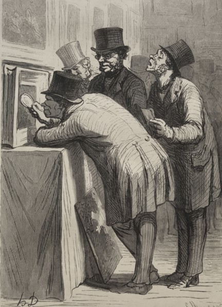 The Auction Room:  The Amateur. Honoré Daumier (French, 1808-1879). Wood engraving