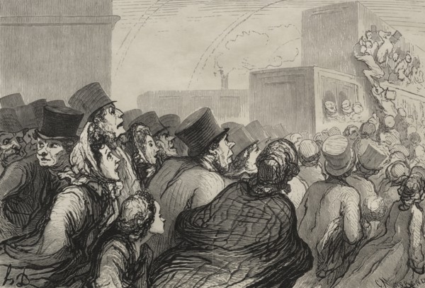 The Railway:  The Sunday Excursion. Honoré Daumier (French, 1808-1879). Wood engraving