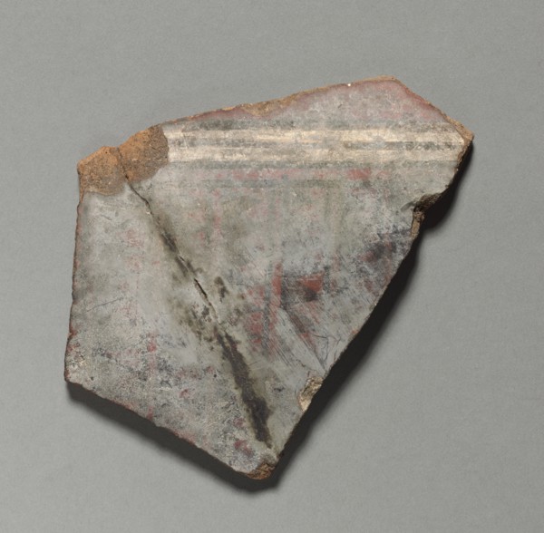 Fragment, 1400-1532 AD. Peru, Inka, 1400-1532 AD. Pottery; overall: 11.8 x 9.3 x 1.3 cm (4 5/8 x 3