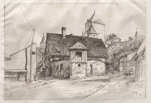 Worth:  A Lane, 1879. Otto H. Bacher (American, 1856-1909). Etching