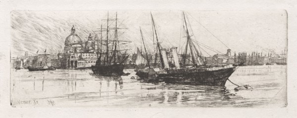 Two Boats, Venice, 1880. Otto H. Bacher (American, 1856-1909). Etching