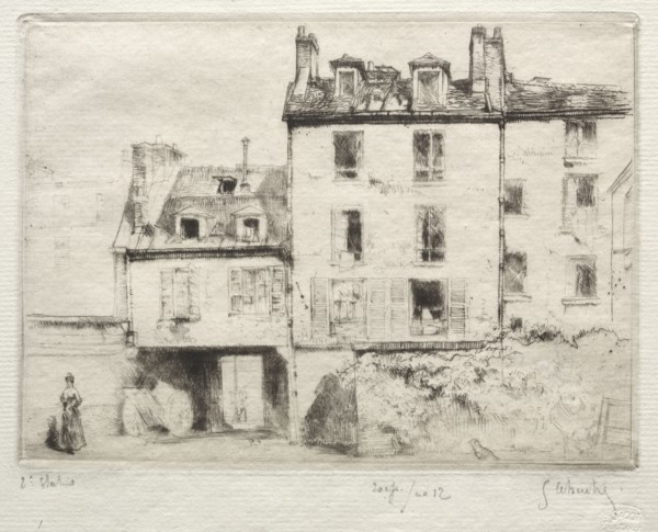 La rue Lacépède:  le cour de l'Aciereur  Cottens. Gustave Leheutre (French, 1861-1932). Etching