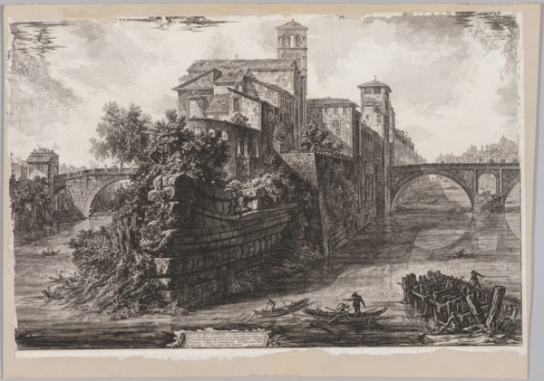 Views of Rome:  The The Isola Tiberina, 1775. Giovanni Battista Piranesi (Italian, 1720-1778).