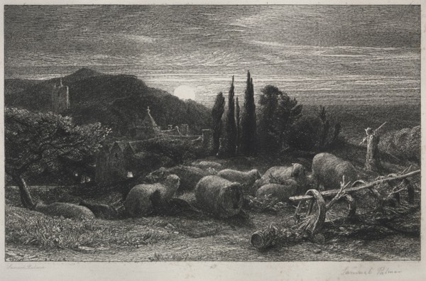 The Rising Moon. Samuel Palmer (British, 1805-1881). Etching