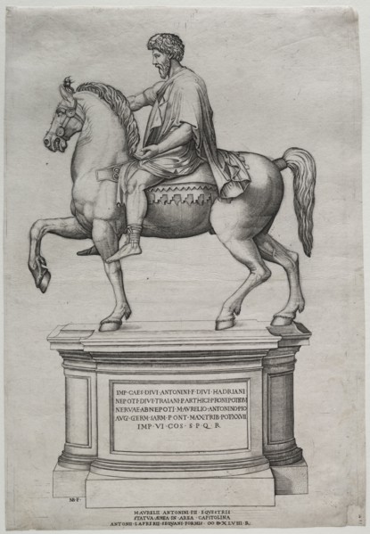 Equestrian Statue of Marcus Aurelius, 1548. Nicolas Beatrizet (French, 1515-after 1565). Engraving