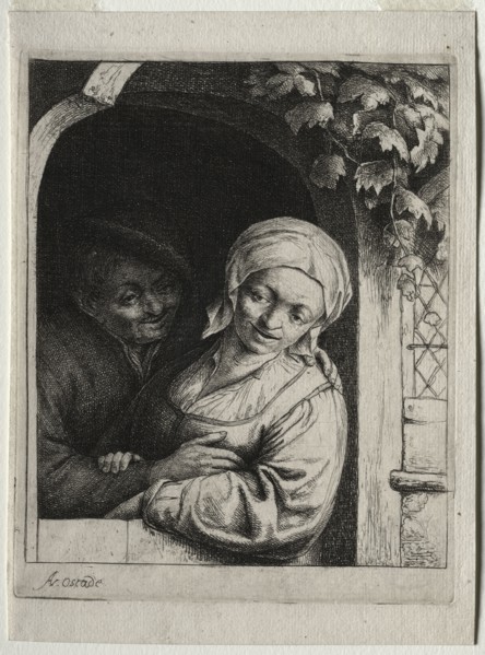 Rural Tenderness (village romance). Adriaen van Ostade (Dutch, 1610-1684). Etching
