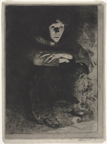 In the Ashes, 1887. Albert Besnard (French, 1849-1934). Etching, drypoint and roulette; sheet: 44.9
