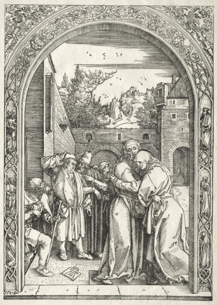 Life of the Virgin:  Joachim and Anna Embracing under the Golden Gate, 1504-1505. Albrecht Dürer