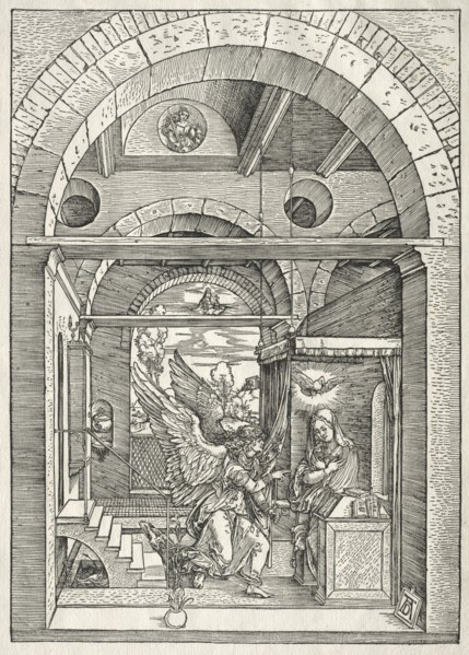Life of the Virgin:  The Annunciation, 1504-1505. Albrecht Dürer (German, 1471-1528). Woodcut