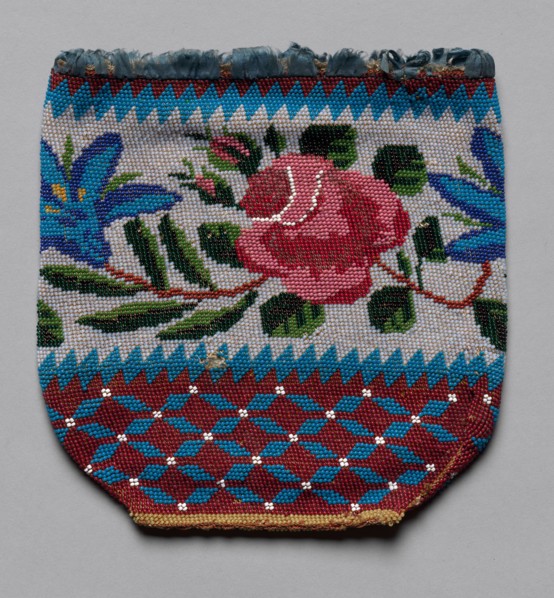 Beaded Bag (floral motif), early 19th century. America, early 19th century. Glass beads, cotton?