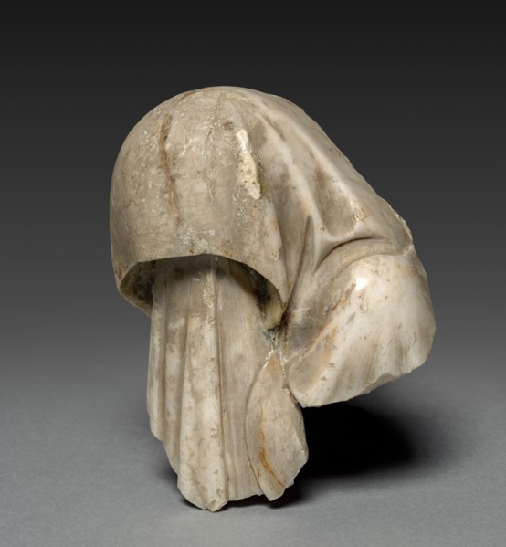 Head of a Mourner, 1400s. Spain, Poblet(?), 15th century. Marble; overall: 10.8 x 8.9 x 6.1 cm (4