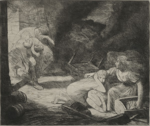 L'Incendie, 1876. Alphonse Legros (French, 1837-1911). Etching and drypoint