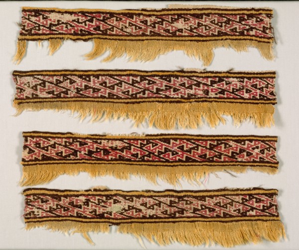 Four Border Strips, c. 1100-1400. Peru, Central Coast, Chancay, 12th-15th century. Plain compound