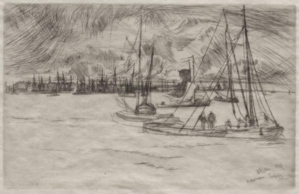 Amsterdam from the Tolhuis, 1863. James McNeill Whistler (American, 1834-1903). Etching