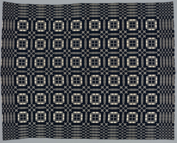 Coverlet, 19th century. America, 19th century. Wool and cotton; double cloth; average: 223.5 x 181