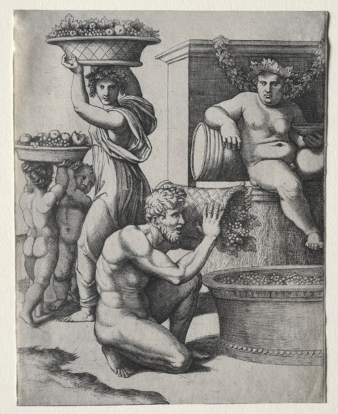 The Wine Press. Marcantonio Raimondi (Italian, 1470/82-1527/34). Engraving
