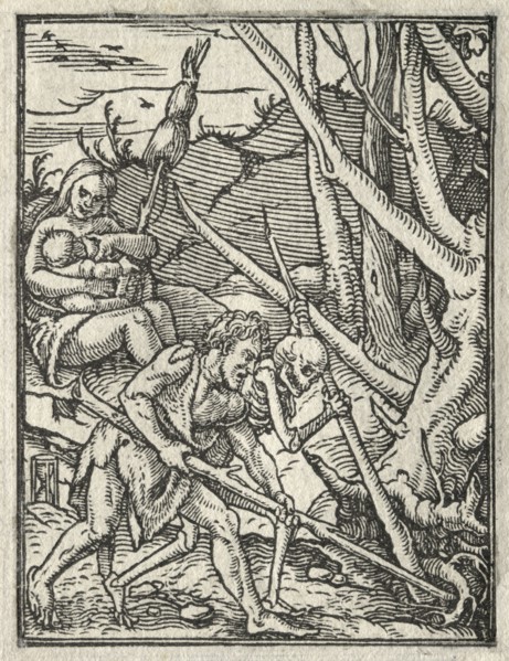 The Dance of Death:  Expulsion from Paradise; Adam Cultivating the Ground. Hans Holbein (German,