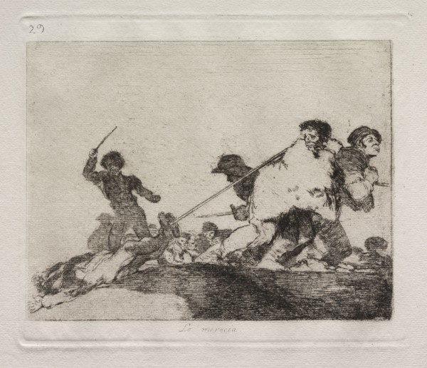 The Horrors of War:  He Deserved It. Francisco de Goya (Spanish, 1746-1828). Etching and aquatint