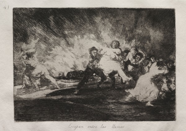 The Horrors of War:  They Escape Through the Flames. Francisco de Goya (Spanish, 1746-1828).