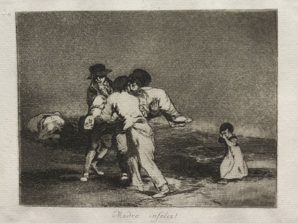 The Horrors of War:  Unhappy Mother. Francisco de Goya (Spanish, 1746-1828). Etching and aquatint