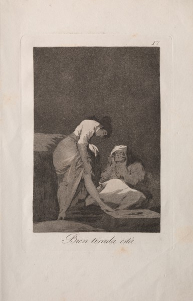 Caprichos:  It is Nicely Stretched. Francisco de Goya (Spanish, 1746-1828). Etching and aquatint