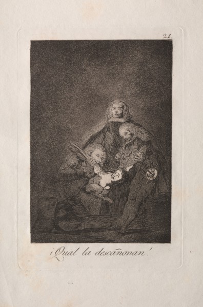 Caprichos:  How They Pluck Her!. Francisco de Goya (Spanish, 1746-1828). Etching and aquatint
