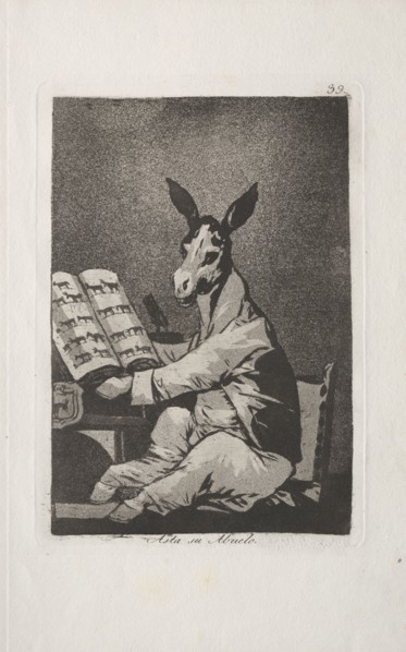 Caprichos:  And So was His Grandfather.. Francisco de Goya (Spanish, 1746-1828). Etching and